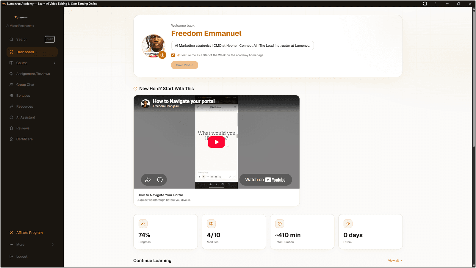 Lumenvox Academy LMS Portal preview